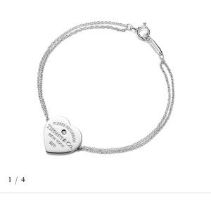 Tiffany & Co. Double Chain Heart Tag Bracelet - Silver